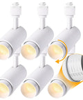 6-pack white Dope 15W H Type LED Track Light Heads for accent lighting, adjustable beam 15-60 degrees, 3000K warm white