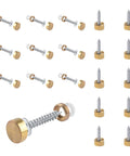 Top Shelf Real Deal Copper Mirror Screws, Brushed Gold Decorative Caps For Bathroom Mirrors And Glass Tables, 20 Pack Easy Setup Furniture Hardware To Keep Everything Locked Down Tight arranged in neat rows.