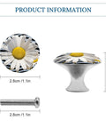 Fresh Daisy Flower Stainless Steel Drawer Knobs Set of 2 1.1 Inch showing round shape and screw detail for cabinets.