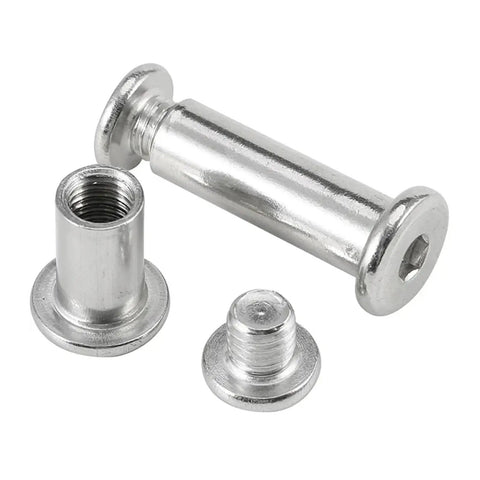 Beefy Stainless Steel Flat Hex Socket Head Furniture Rivet Connector Insert Joint Sleeve Cap Nut M3 To M10 Cot Bed Bolts Five Pieces
