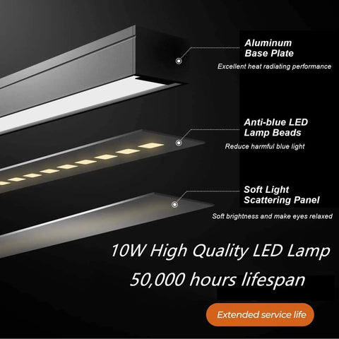 Two In One Piano Desk Lamp With Flexible Gooseneck And Clamp Base, 10W LED Piano Light components and features diagram.