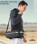 Waterproof Insulated Bike Rack Bag With 8 Liter Capacity For Bicycle Trunk Storage seen worn as a messenger bag.