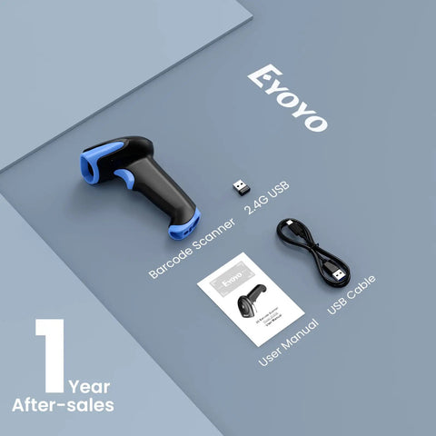 2D Bluetooth Barcode Scanner With 3 In 1 Connectivity Bluetooth 2.4G And USB Wired Handheld Cordless QR Reader shown with accessories