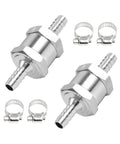 Two Piece One Way Check Valve With Mounting Clamps Rock Solid Aluminum Alloy Flow Regulator Zero Drip Design For Gas Oil And Liquid Lines.