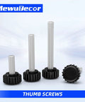 M6 X 15mm Threaded Knurled Thumb Screws With Round Plastic Clamping Knobs, Black Carbon Steel, 1.0mm Pitch, 6 Pack