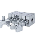 Top Tier Manual Hydraulic Crimping Tool With Nine Sets Of Dies For Heavy Duty Wire Termination. Metal dies displayed for crimping.