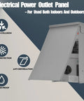 Road Ready Weatherproof Temporary Power Panel With 50 Amp Breaker And 20 Amp GFCI Receptacle designed for RV camper hookups, showcasing its sturdy grey exterior.