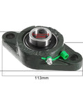 Workhorse Pillow Block Bearing UCFL204 20mm Bore With Cast Housing and Two Bolt Flange showing dimensions
