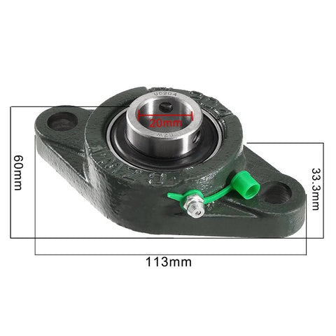 Workhorse Pillow Block Bearing UCFL204 20mm Bore With Cast Housing and Two Bolt Flange showing dimensions