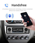 Person using hands-free calling on 7 Inch Bluetooth Car Stereo Receiver With FM Radio, USB SD AUX Playback, Built In Microphone.