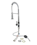 Pull Down Kitchen Faucet With Sprayer Chrome Finish 2 In 1 Stream And Spray Hi Arc Gooseneck Stainless Steel Sink Faucet With Optional Deck Plate Hole Cover For Clean Quick Dishes showing hose and fittings.