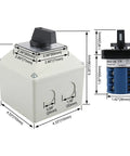 Rugged Rotary Cam Changeover Switch With Exterior Box 40A 12 Terminals 2 Pole Four Positions 0 1 2 3 Latching IP65 Waterproof dimensions
