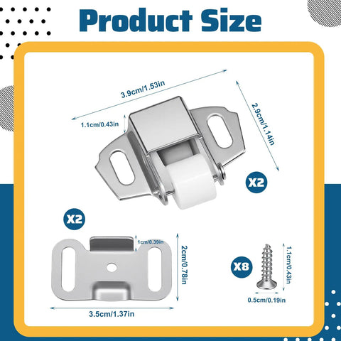 Beefed Up Heavy Duty Mailbox Door Replacement Roller Catch Latch Assembly With Screws, iron alloy details and measurements