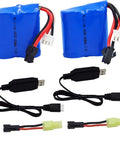 2 Pack 7.4V 600mAh Li Ion RC Boat Battery With XH3P Plug For H100 H102 H106 H108 T1 T02 RC Boats Plus Cable