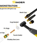 55 Piece TIG Welding Torch Accessories Kit With Alumina Nozzles Glass Cup And Stubby Gas Lens For WP 17 18 26 Welders demo