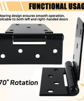 8 Pack Heavy Duty Gate Hinges 3.5 Inch Black Iron For Barn Doors Fences Gates Screws Included displayed with 270° rotation feature
