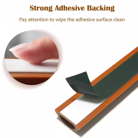 Close-up of Wood Grain Self Adhesive Cable Management Channel PVC Raceway Cord Protector with strong adhesive backing.