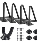 Heavy Duty 4 Inch Hairpin Furniture Legs Set 4 Pack Black Three Eighth Inch Steel With Rubber Floor Protectors