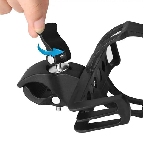 Close-up view of 2 Pack Universal Bike Water Bottle Holders No Screws Easy Install Cup Cage With 360 Degree Rotatable Clip adjusting mechanism