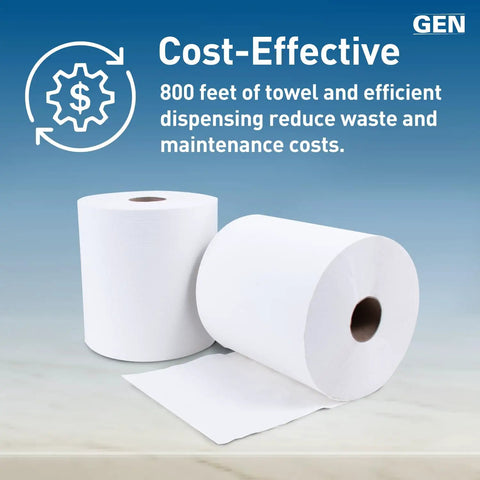 Budget-Friendly White Hardwound Roll Towels 8 Inch By 800 Ft Fits Standard Dispensers 6 Rolls Per Carton on display