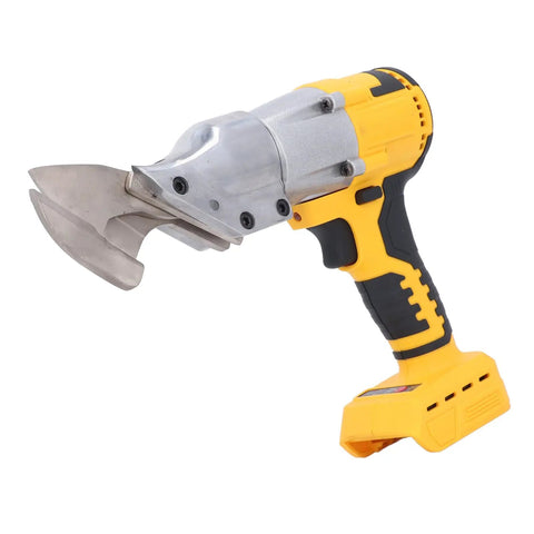 Heavy Duty Brushless Cordless Metal Shear With 20V Li Ion Variable Speed And 300Nm Torque Power. Close-up view of electric scissors cutter.
