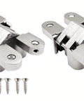 2 Pack Stainless Steel 304 Hidden Hinge With Silent Close, Invisible Mounting Folding Door Hinge For Wooden Doors, 13x45mm