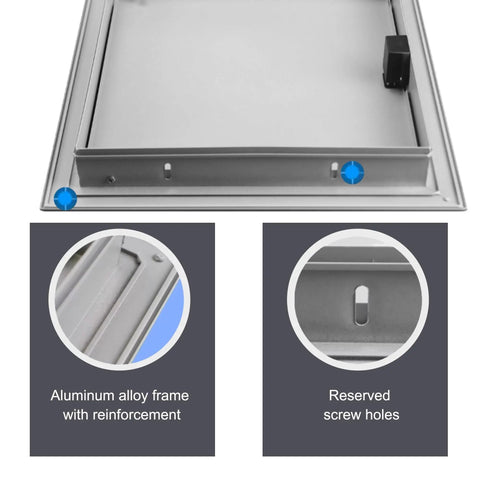 Close-up of Heavy Duty Metal Ceiling Access Panel For Drywall Utility Rooms showing aluminum alloy frame and screw holes.