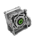 Heavy Duty Single Phase Worm Gear Motor Built Tough With Die Cast Aluminum Housing And Knockout Torque Output For RV30 Or RV40 Setups angled view showcasing the compact aluminum design.