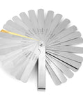 Dual Metric And Imperial Stainless Steel Feeler Gauge Ruler For Welding Gap And Slot Measurements, 0.04-0.88mm blades splayed out