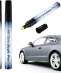 2 Pack Magic Car Scratch Removal Pen Universal For All Colors shown beside a silver car, highlighting precision tip features