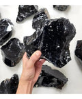 Obsidian Raw Material Stone Quartz Crystal Black Ore One Piece 3 To 4 Kg Natural Unpolished Crystal held in hand