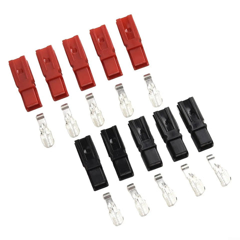 Five Pair Badass Tinned Copper Power Connectors 45A 600V Quick Disconnect red and black terminals with connectors, for marine EV and solar use.