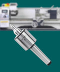 MT2 Live Tailstock Center Long Nose 60 Degree Point with metal lathe in background