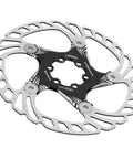 Premium Mountain Bike Disc Brake Pads For Hydraulic And Mechanical Systems Rock Solid Five Nail Design with black center and silver rotor.