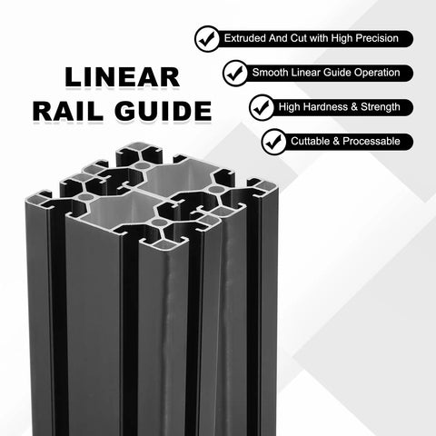 Two Pack 800mm 4080 Aluminum Extrusion Profiles European Standard Anodized Black Linear Rail Guide For 3D Printers And CNC Machines Heavy Duty 6063 Aluminum Smooth Motion Built For Big Builds, black 4080 profile cross-section