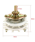 2 Pole 11 Throw 2 Deck Band Channel Rotary Switch Selector with dimensions 54mm width, 60mm height