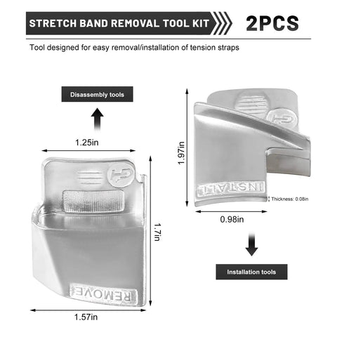 Two Piece Stretch Belt Mate Kit With Metal Remover Installer Tool dimensions diagram