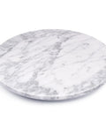 Marble lazy Susan, 12-inch round cake stand, white with gray veining