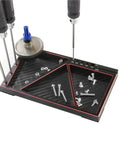 Built Different Carbon Fiber And Steel Multitask Screw Tray For Rc Crawlers Featuring Magnetic Gasket Nut Organizer Upgraded Modify Repair Tool Accessory Kit with tools and screws organized.