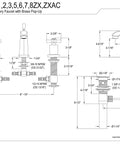 Technical blueprint of Millennium KS4941ZX Mini Widespread Lavatory Faucet with Brass Pop Up, dimensions and details labeled.