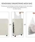 Removable mesh bag of Big Ol Extra Large 27 Inch Slim Rolling Laundry Basket On Wheels With Removable Bag Foldable Hamper With Handle