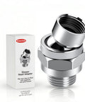 Solid Brass Shower Connector Ball Joint Swivel Adapter Chrome, Adjustable Shower Arm Extension, Leak Free Universal Shower Head Holder, Built To Last Brass Construction For High Pressure Easy Install, chrome brass shower head adapter box