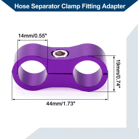 Workhorse An6 Hose Separator Clamps Split Dual Fuel Lines Rock Solid Pipe Divider Adapter Coolant Tubing Organizer 14mm Purple fitting dimensions
