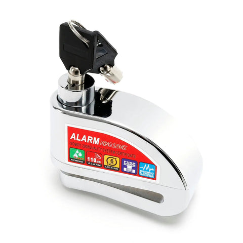Heavy Duty Disc Brake Rotor Lock With Waterproof Electronic Alarm For Scooters Motorcycles And Bicycles, stainless steel