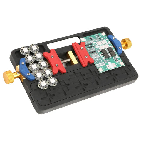 Dual Slot Steel PCB Holder for Soldering IC Chips and BGA Work, Hands Free Clamp for Dual Board Fixing