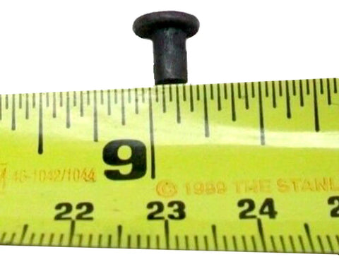Beefy 5/32 Inch Diameter By 1/4 Inch Flat Head Solid Steel Rivets next to measuring tape for size reference