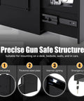 Quick Draw Concealed Handgun Safe With Smooth Slider Design And Hidden Fingerprint Lock For Nightstand Or Wall Mounting Featuring Lightning Fast One Second Unlock Plus No Sweat Pin Code Setup showing anti-prying feature and thickened steel plate.