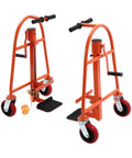 Beefy Heavy Duty Furniture Moving Dolly Set With Wheels, 12 Inch Lift Height, Dual Pack Of 2, Durable Steel Construction, Nylon Straps, Red, Ideal Machinery Mover For Sofas, Cabinets, Appliances And Heavy Objects. orange steel dolly set with wheels and nylon straps