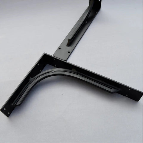 Heavy-Duty Wall Mount Shelf Brackets, Solid Steel Triangle Supports For Floating Shelves, angled view showing matte black finish.