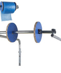 Heavy Duty Wall Mounted Bubble Wrap Dispenser with metal frame and foam rollers for packing and shipping organization.